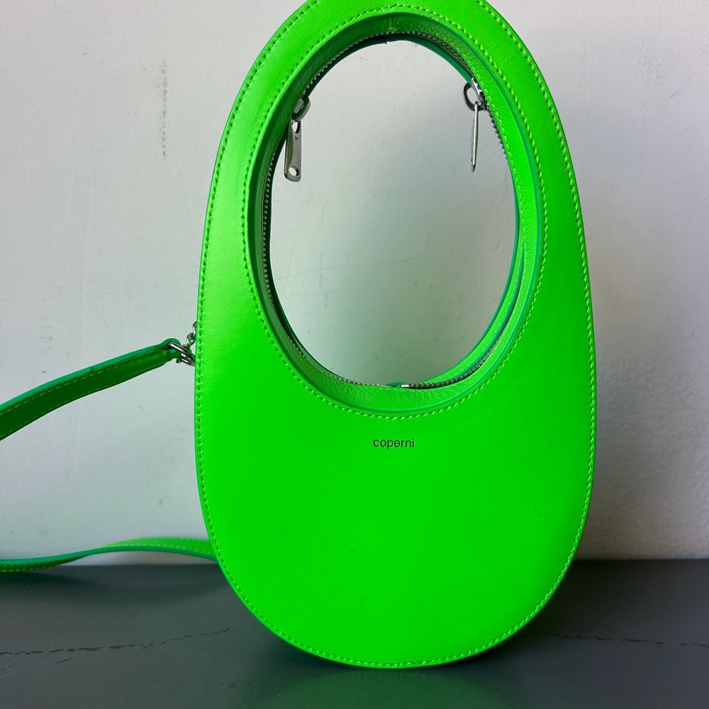 Coperni mini swipe top neon green purse